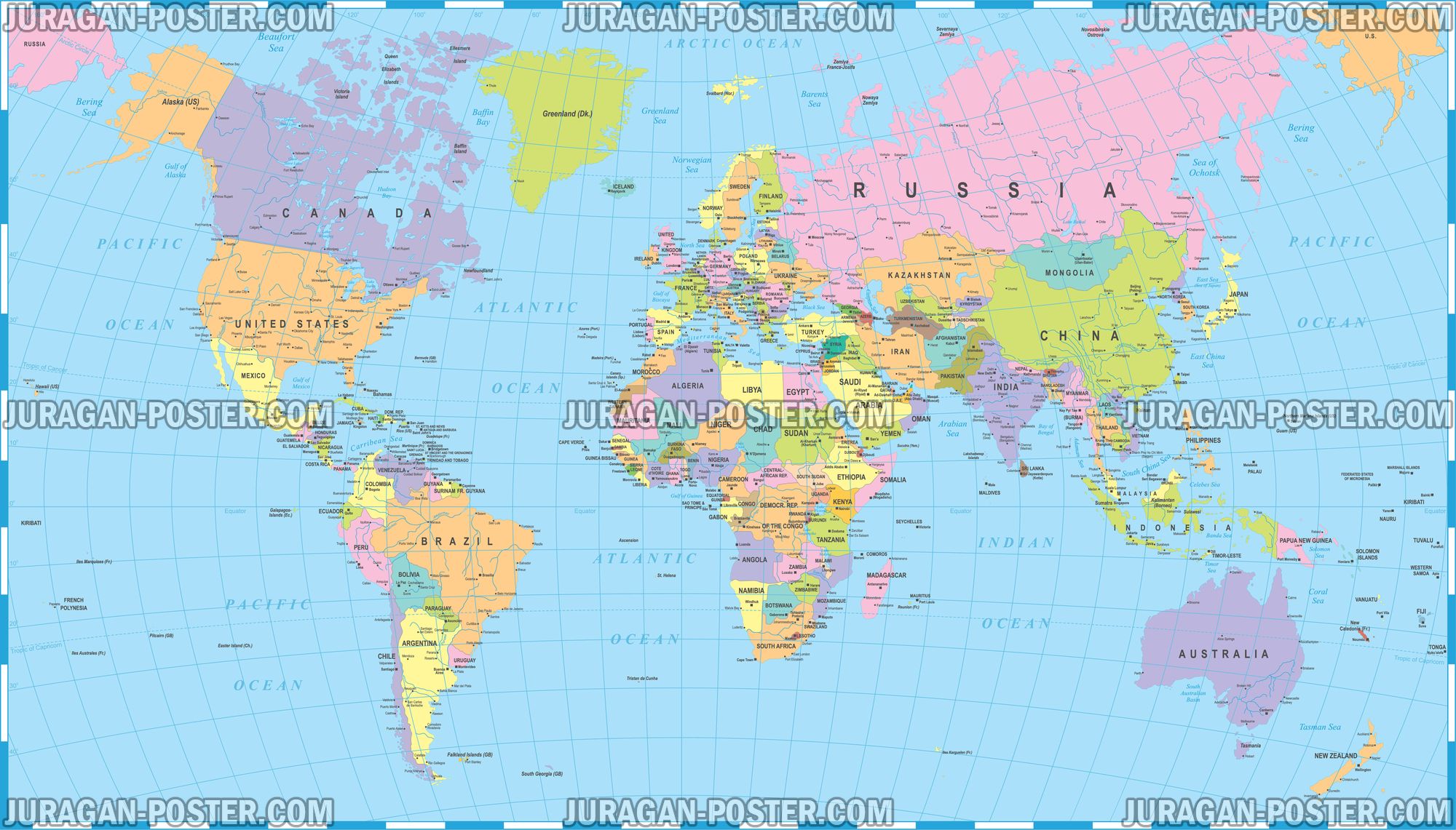 World Map  peta Dunia  Jual Poster di Juragan Poster