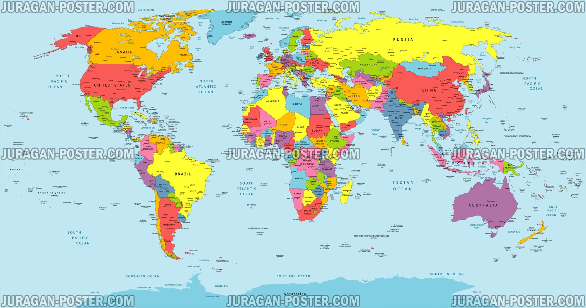 World Map Peta Dunia Jual Poster Di Juragan Poster