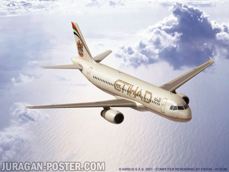 jual poster gambar pesawat Etihad Airways
