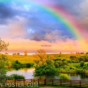 jual poster gambar pemandangan alam pelangi rainbow