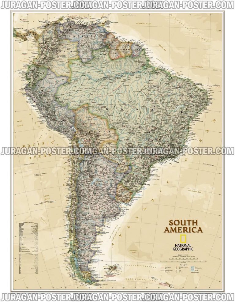 Jual Peta Amerika utara, selatan dan tengah Lengkap