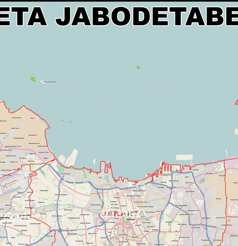 Peta Jabodetabek Ukuran besar 150x155cm (jakarta – depok – bogor ...