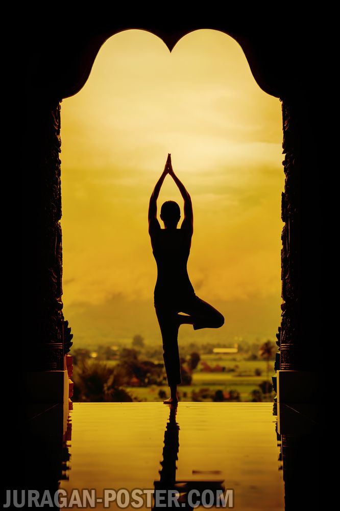 jual poster gambar siluet yoga