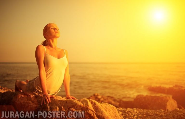 jual poster gambar yoga sunset