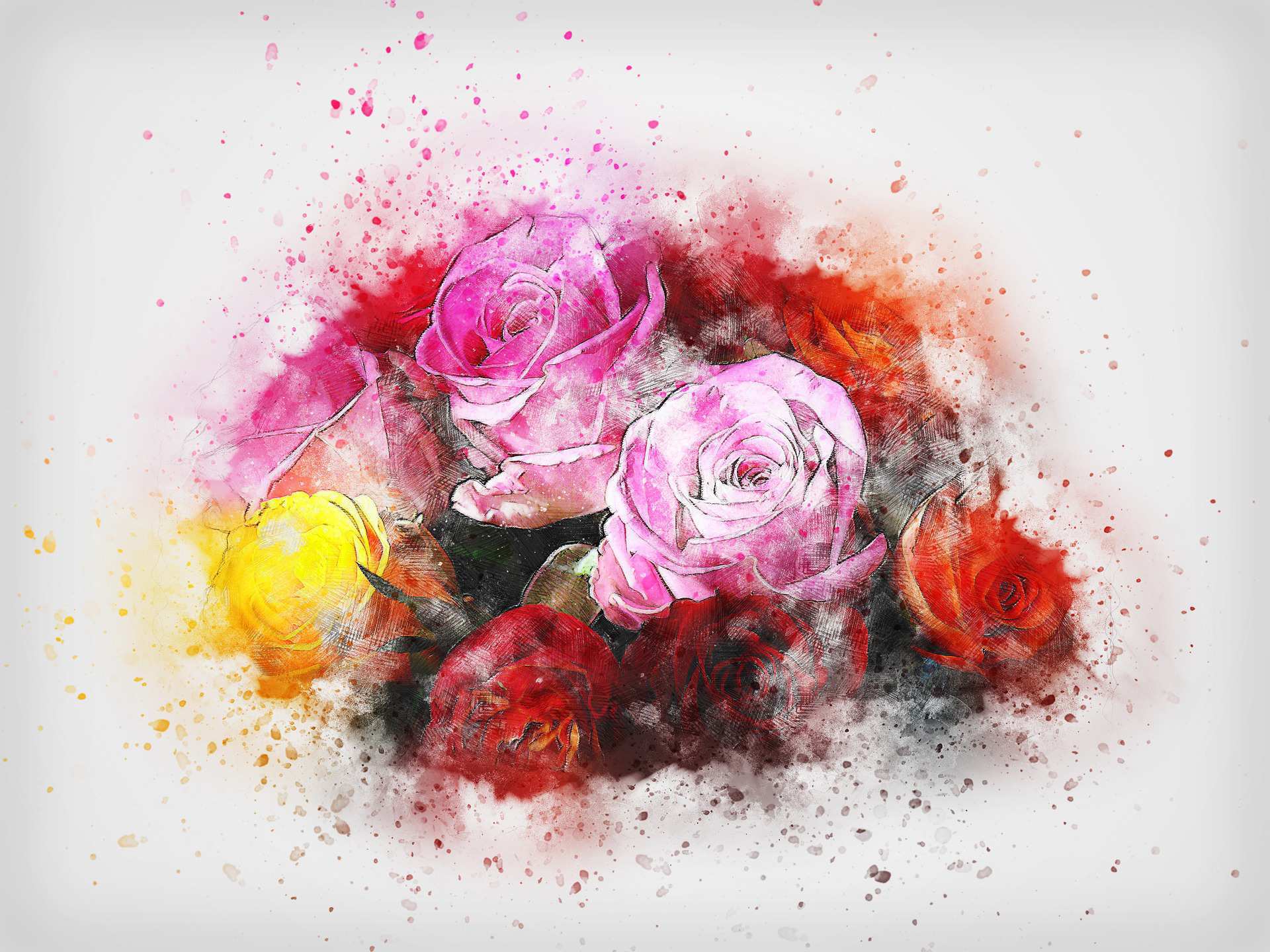 Contoh Lukisan Bunga Mawar Indah Jual Poster di Juragan 